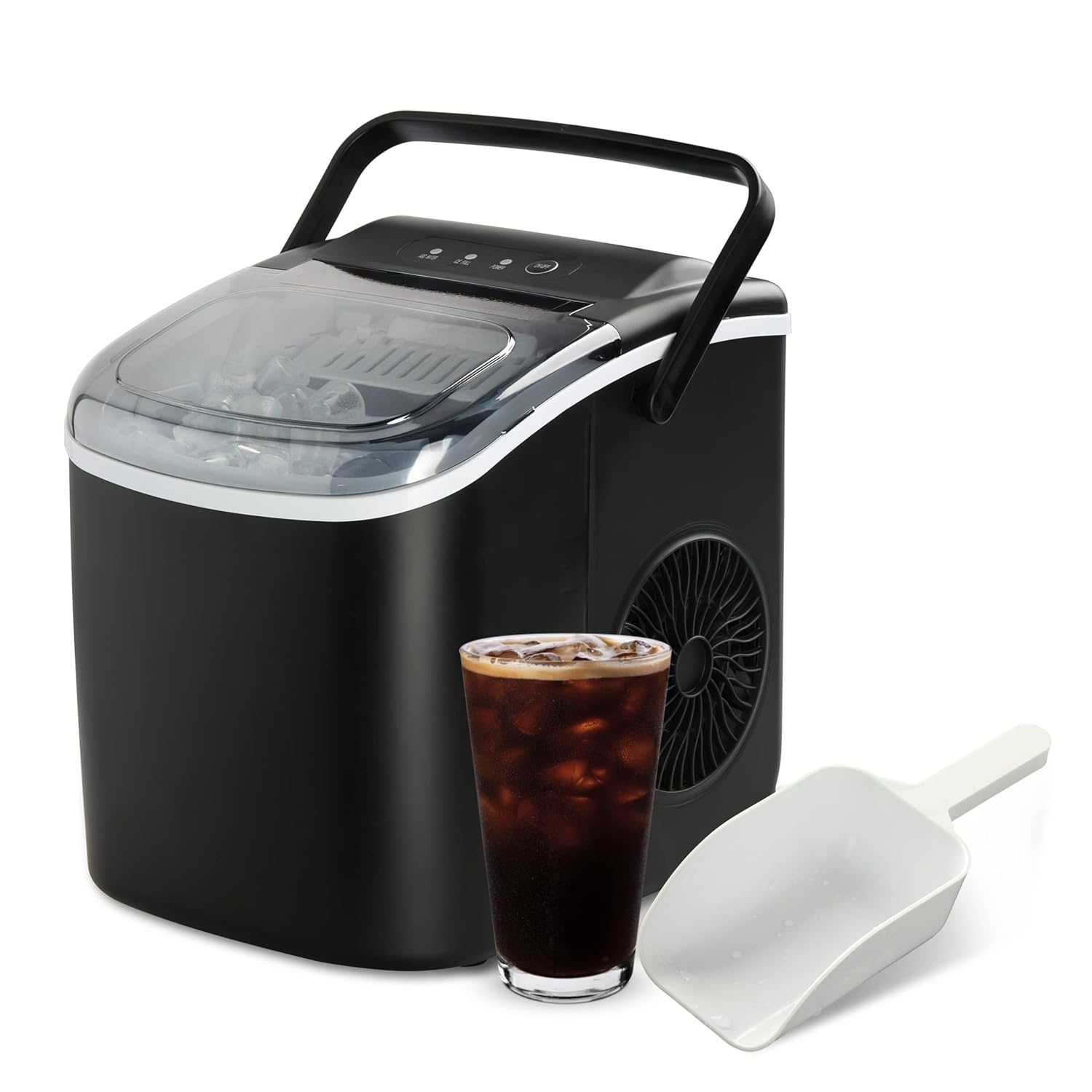 Simple Deluxe Ice Maker for Countertop, Self-Cleaning, Portable Ice Machine with Scoop and Basket, 26lbs Ice/24Hrs, 6 Mins 9 Bullet Ice, 13.7lbs, for Home Kitchen Office, Black