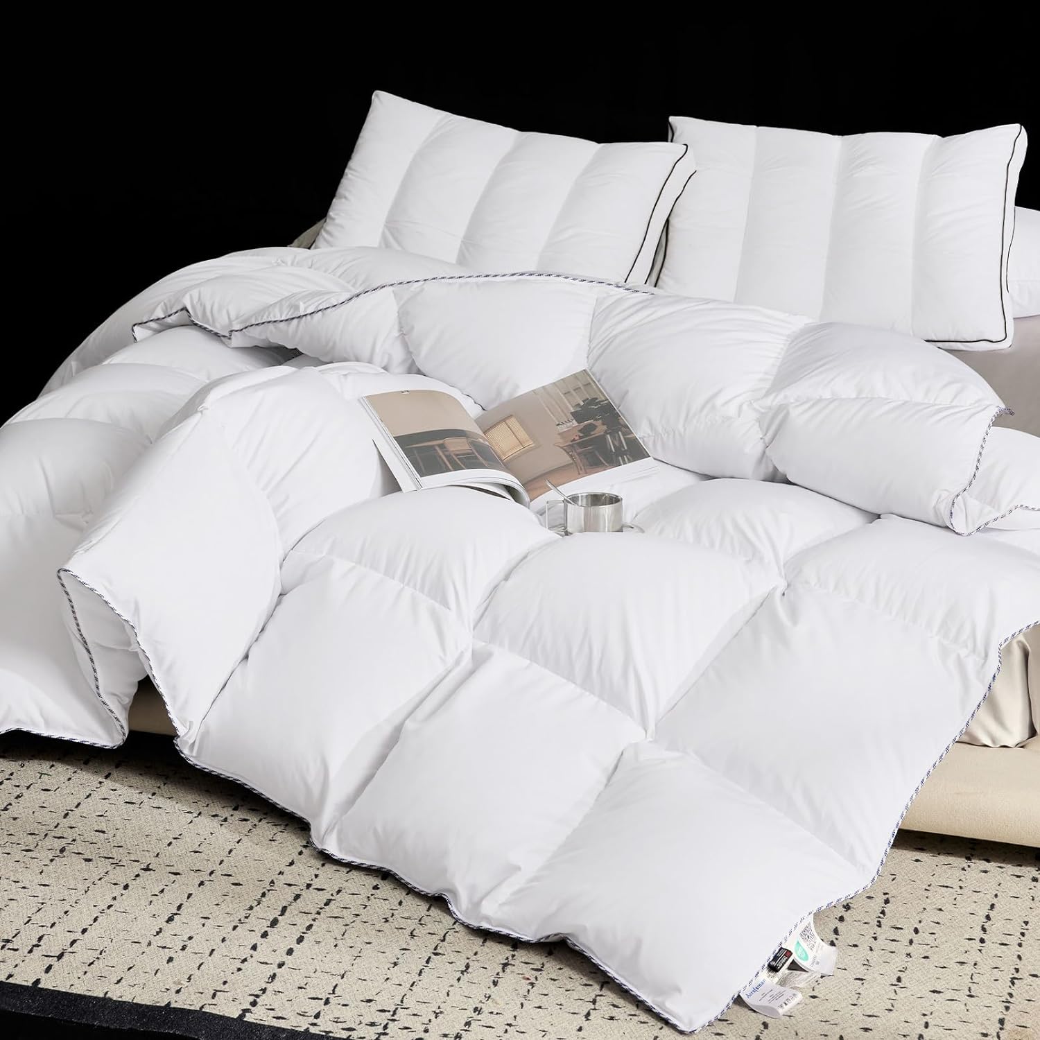 3M Thinsulate Down Feather Duvet Insert Queen, All Season Down Comforter Queen Size, Bed White Comforter Queen 90x90 Inches