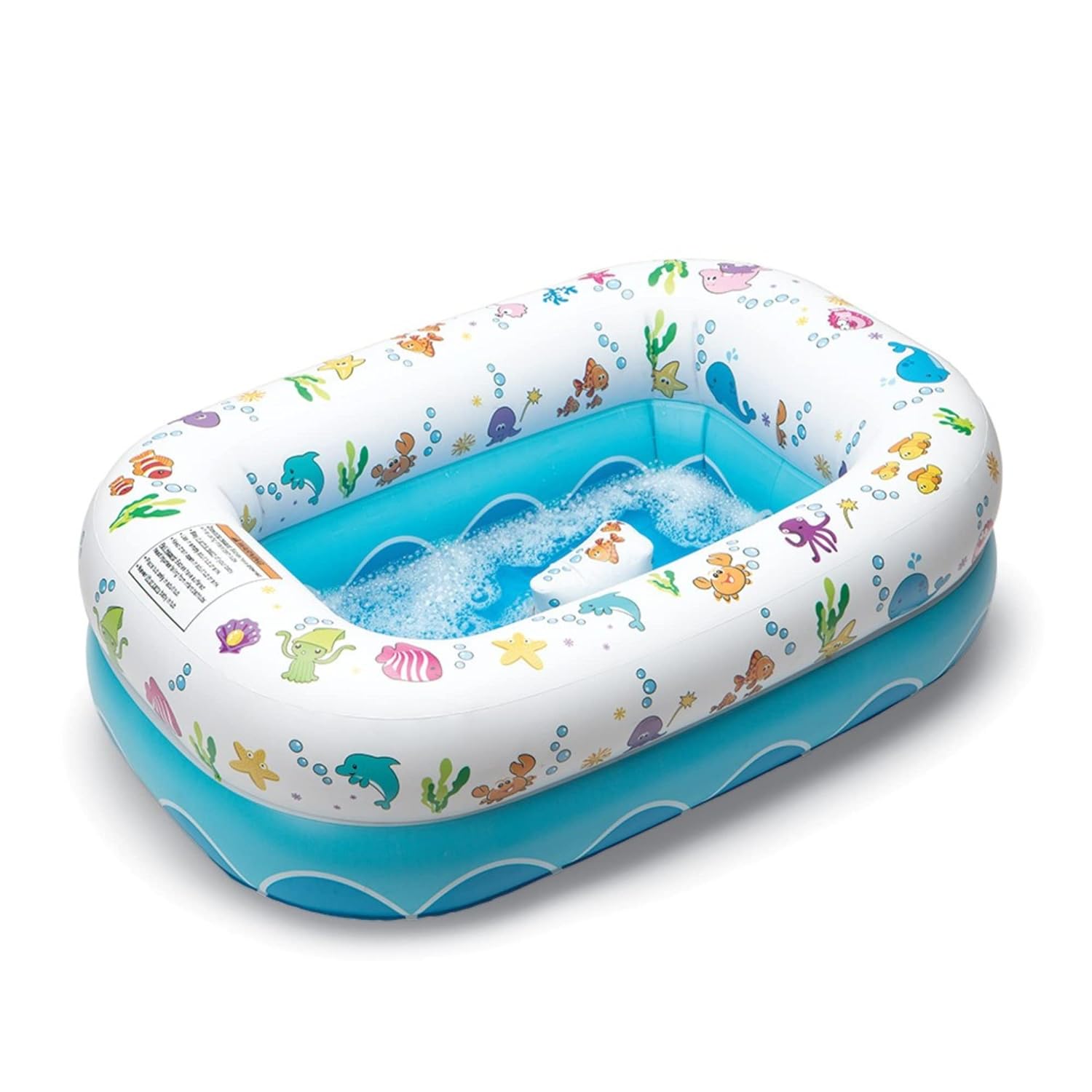 Mommy' Helper | Inflatable Under The Sea Baby Bathtub, Collapsible Safe Baby Bath Tub with Anti-Sliding Saddle Horn Seat, Must Have Travel Toddler Bath, Portable Bathtub Recommended Months 6 to 24