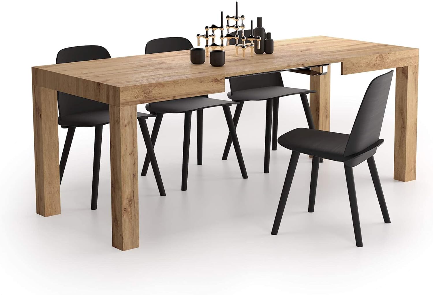 Mobili Fiver, First Extendable Table, Rustic Oak, Made in Italy