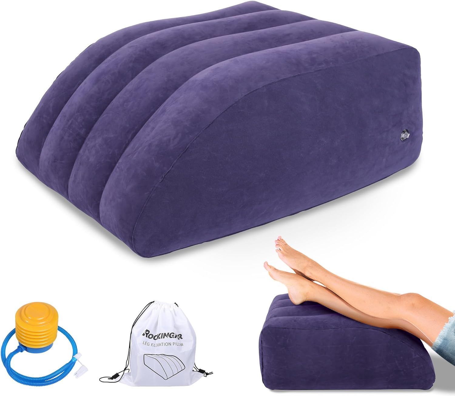 Leg Elevation Pillow, Inflatable Wedge Pillows for Sleeping, Knee Pillow for Legs Relax Muscles and Comfort Reduce Swelling,Injury,Recovery