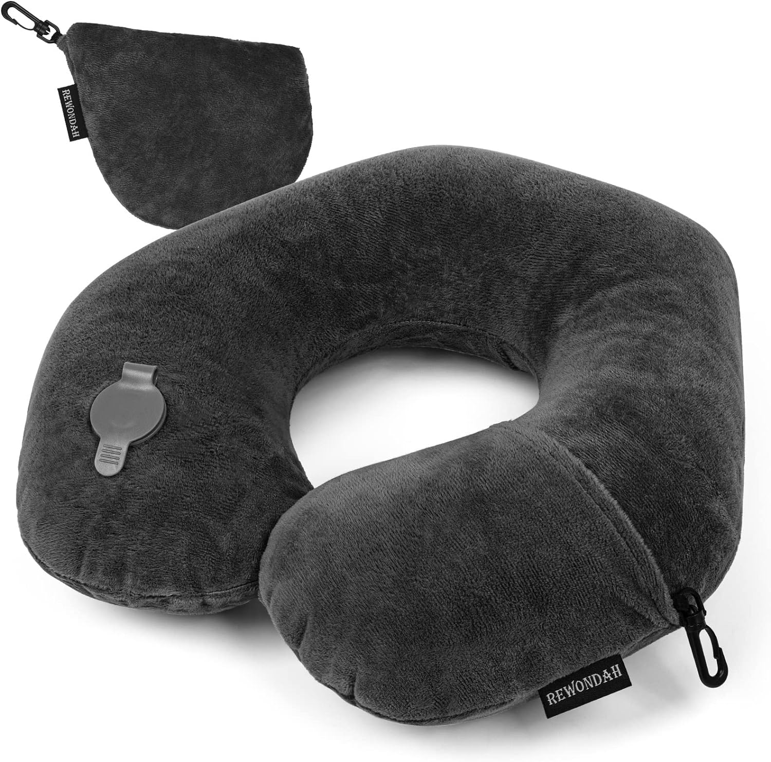 Inflatable Travel Pillow, Inflatable Neck Pillow for Traveling Airplane, Travel Pillow Inflatable with Soft Velour Washable Cover, U Shape Blow Up Neck Pillow for Airplanes Train Car Travel