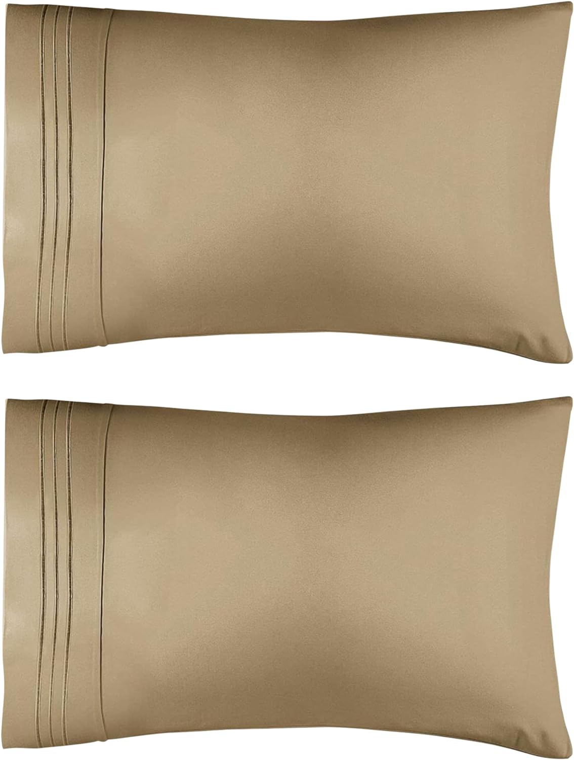 Queen Pillow Cases Set of 2 - Soft, Hotel Quality Pillowcase Covers - Comfy, Luxury Bedding for Women, Men, Kids & Teens - Machine Washable Pillow Protectors - 2 Piece - Queen Size Beige Pillow Cover