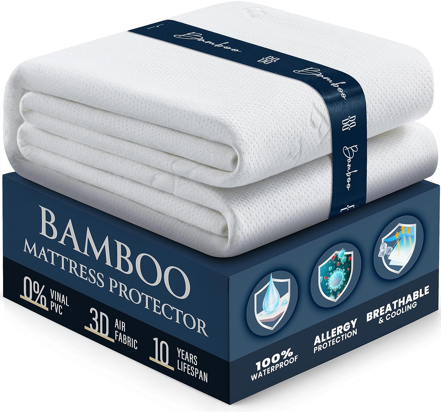 BELADOR Waterproof Mattress Protector King - 3D Air Fabric BAMBOO Mattress Protector Breathable Mattress Cover, Noisless & Crinkle Free Sleep, Vinyl Free, Hypoelergenic Bed Cover, Snug Fit Deep Pocket