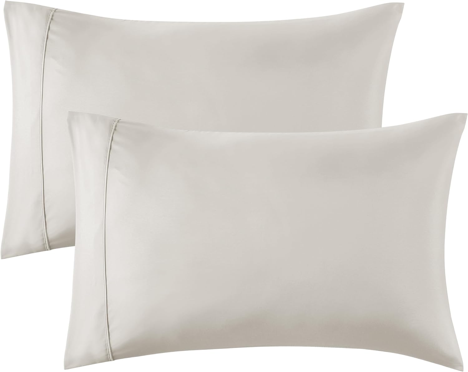 Bedsure Queen Pillow Cases Set of 2 - Linen Polyester Microfiber Pillowcase 2 Pack, Super Soft and Cozy Pillow Case Covers with Envelop Closure, 20x30 Inches
