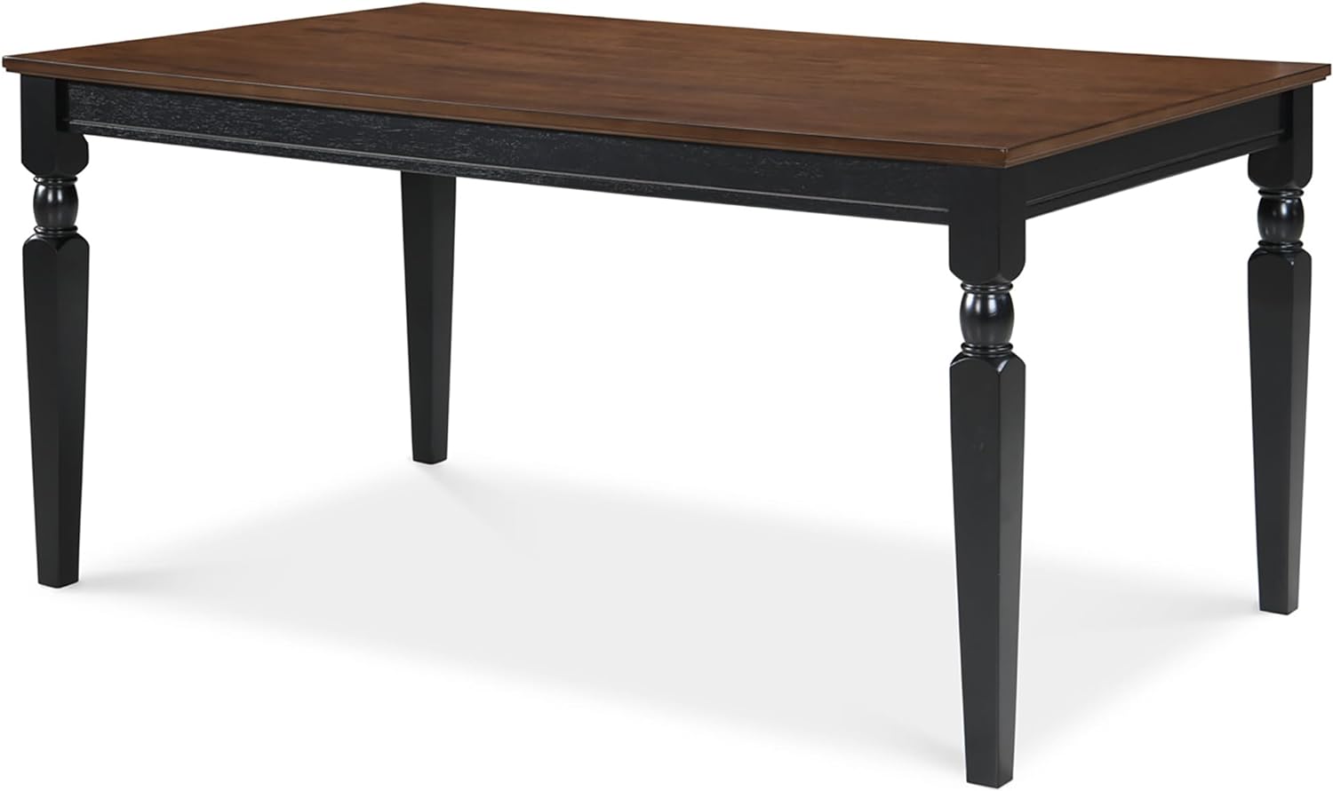 Finch Provence Farmhouse Table, Two-Toned Wood with Turned Legs, Traditional Rustic Furniture Decor for Kitchen or Dining Room, 60 Inch Tabletop, Black, 60D x 35.86W x 29.72H in