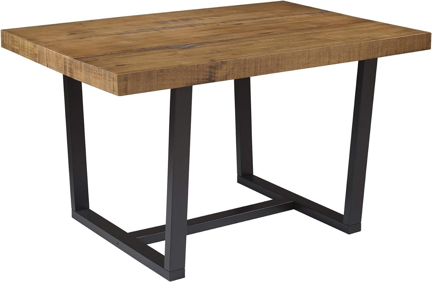 Walker Edison Andre Modern Solid Wood Dining Table, 52 Inch, Rustic Oak