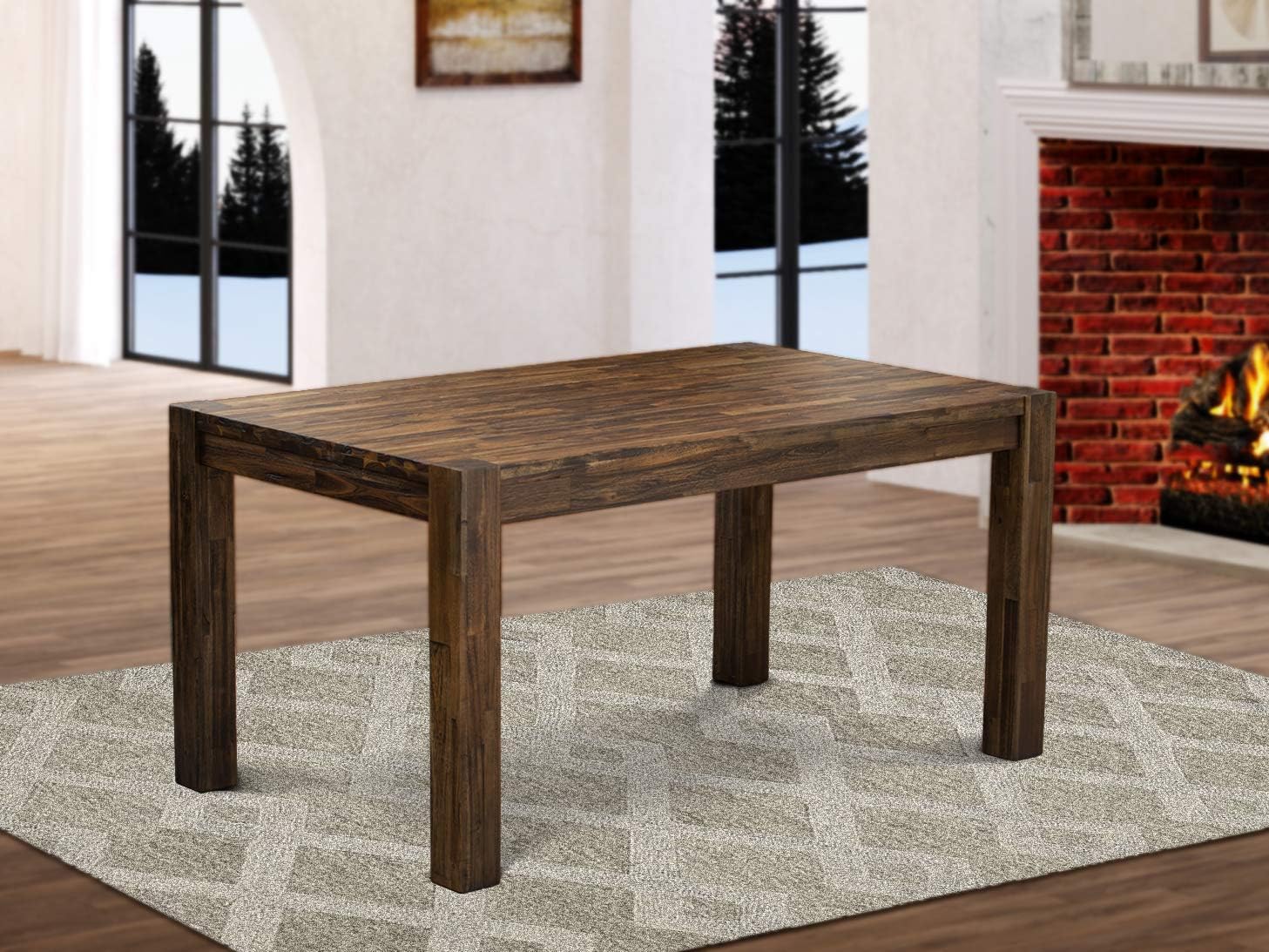 East West Furniture CN6-07-T Celina Dining Room Table - Rectangle Rustic Farmhouse Table , 36x60 Inch, Jacobean