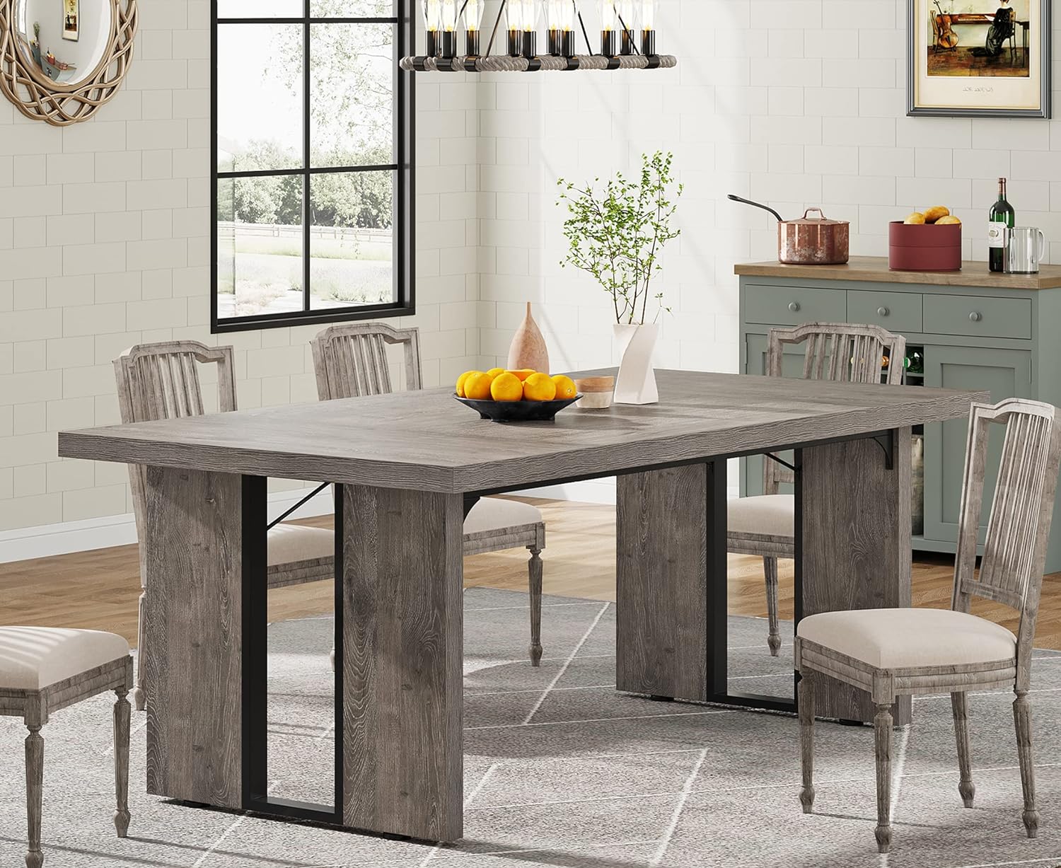 Tribesigns 71 Large Dining Table for 6 to 8 People, Rustic Farmhouse Style Dinner Table, Rectangular Dining Table for Kitchen, Dining Room & Living Room