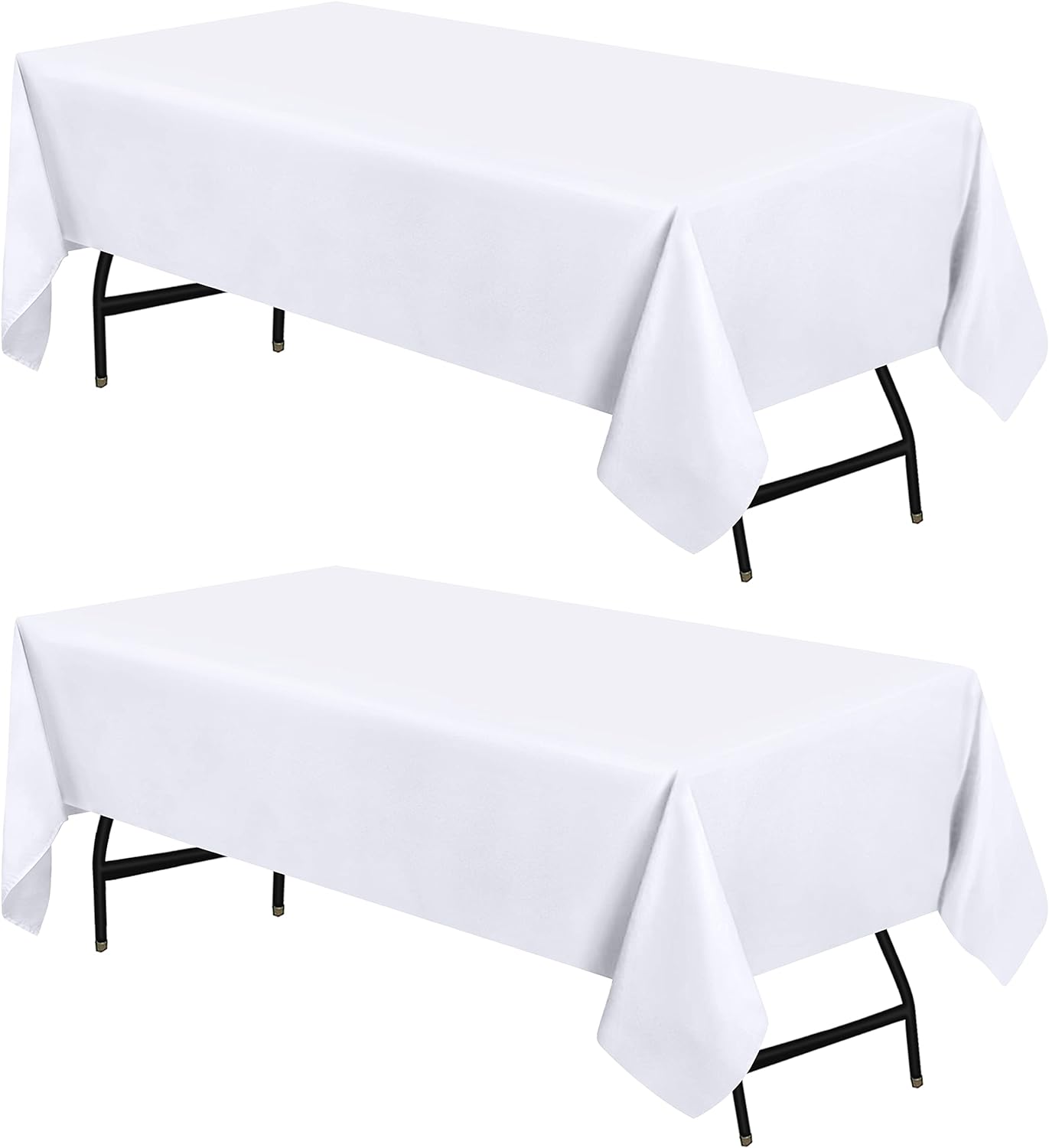 Utopia Kitchen Rectangle Table Cloth 2 Pack [60x102 Inches, White] Tablecloth Machine Washable Fabric Polyester Table Cover for Dining, Buffet Parties, Picnic, Events, Weddings and Restaurants