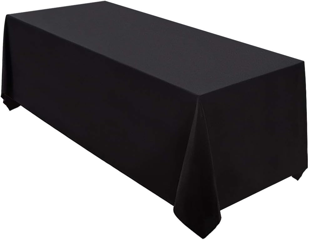 Surmente Tablecloth 90 x 132-Inch Rectangular Polyester Table Cloth for Weddings, Banquets, or Restaurants (Black) 