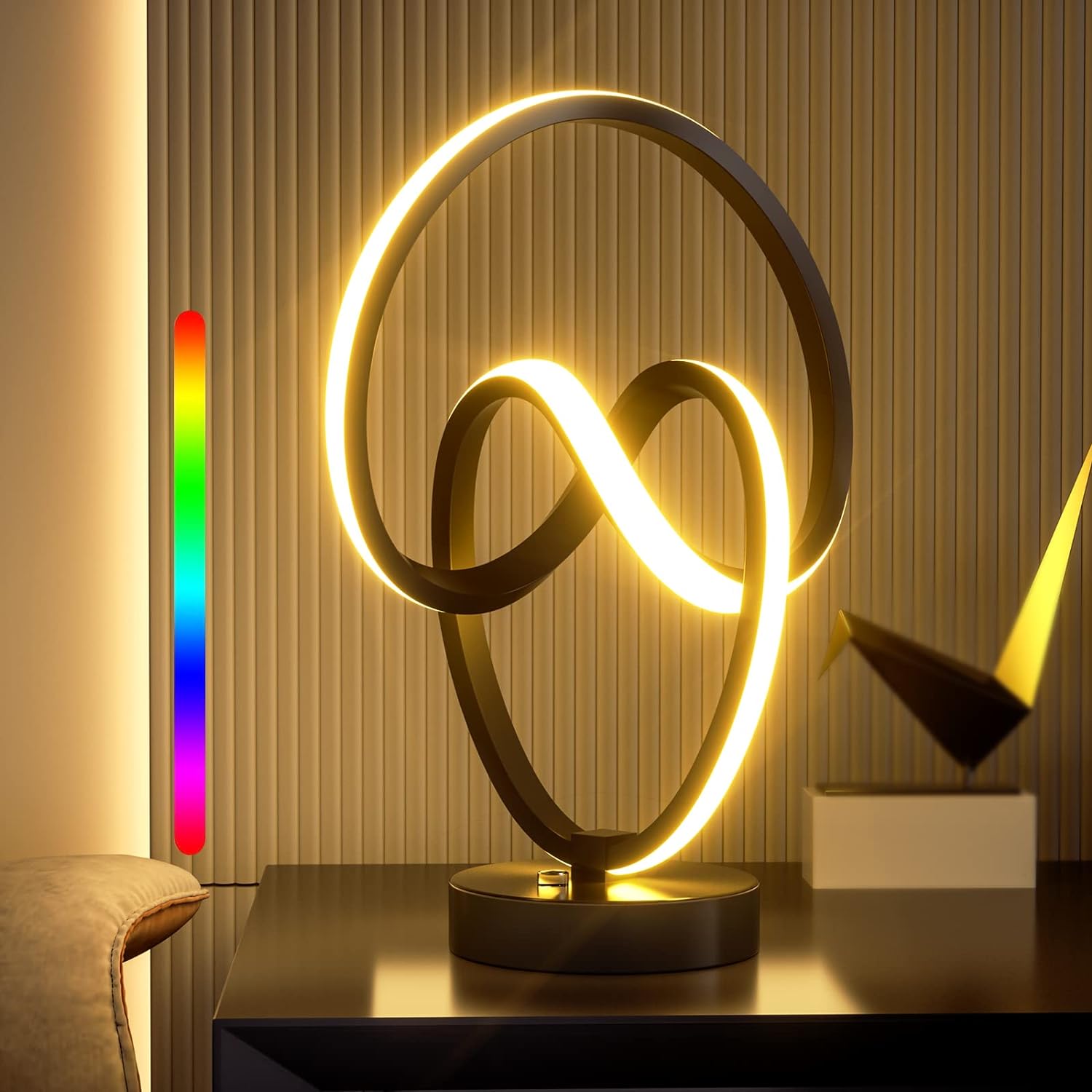 LED Unique Spiral Lamps, RGB TouchModern Dimmable Bedside, Table, Cool Lamp with 10 Lighting Modes for Decorate Bedroom Living Room Office Holiday Gifts