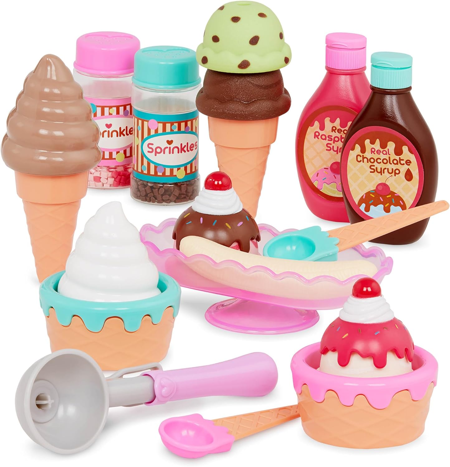 Battat- Play Circle- Toy Food  Ice Cream Set  Kitchen Accessories For Kids- Pretend Play- Sweet Treats Ice Cream Parlour- 3 years + (21 Pcs)