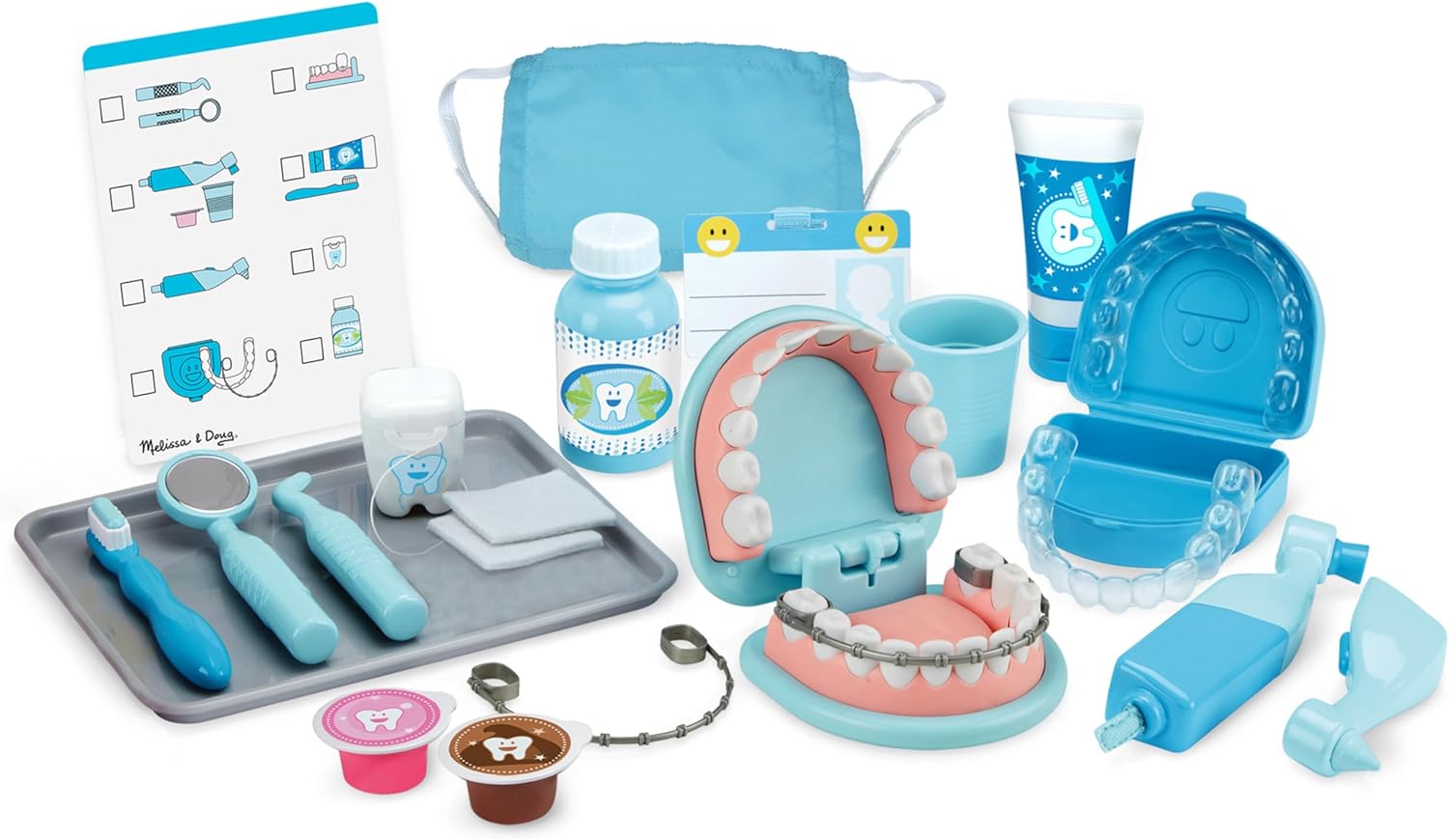 Melissa & Doug Super Smile Dentist Kit With Pretend Play Set of Teeth And Dental Accessories (25 Toy Pieces) - Pretend Dentist Play Set, Dentist Toy, Dentist Kit For Kids Ages 3+