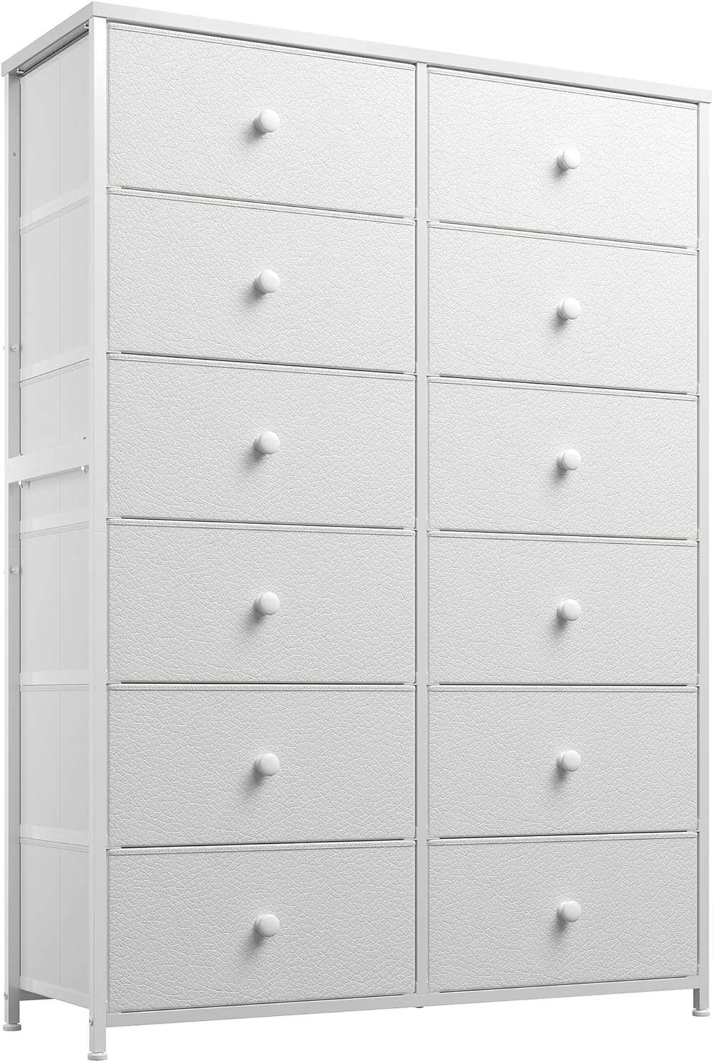 EnHomee White Dresser, Dresser for Bedroom with 12 Drawers Tall Dressers for Bedroom Dressers & Chests of Drawers for Bedroom, Closet, Living Room, Entryway, Wooden top & Metal Frame, White