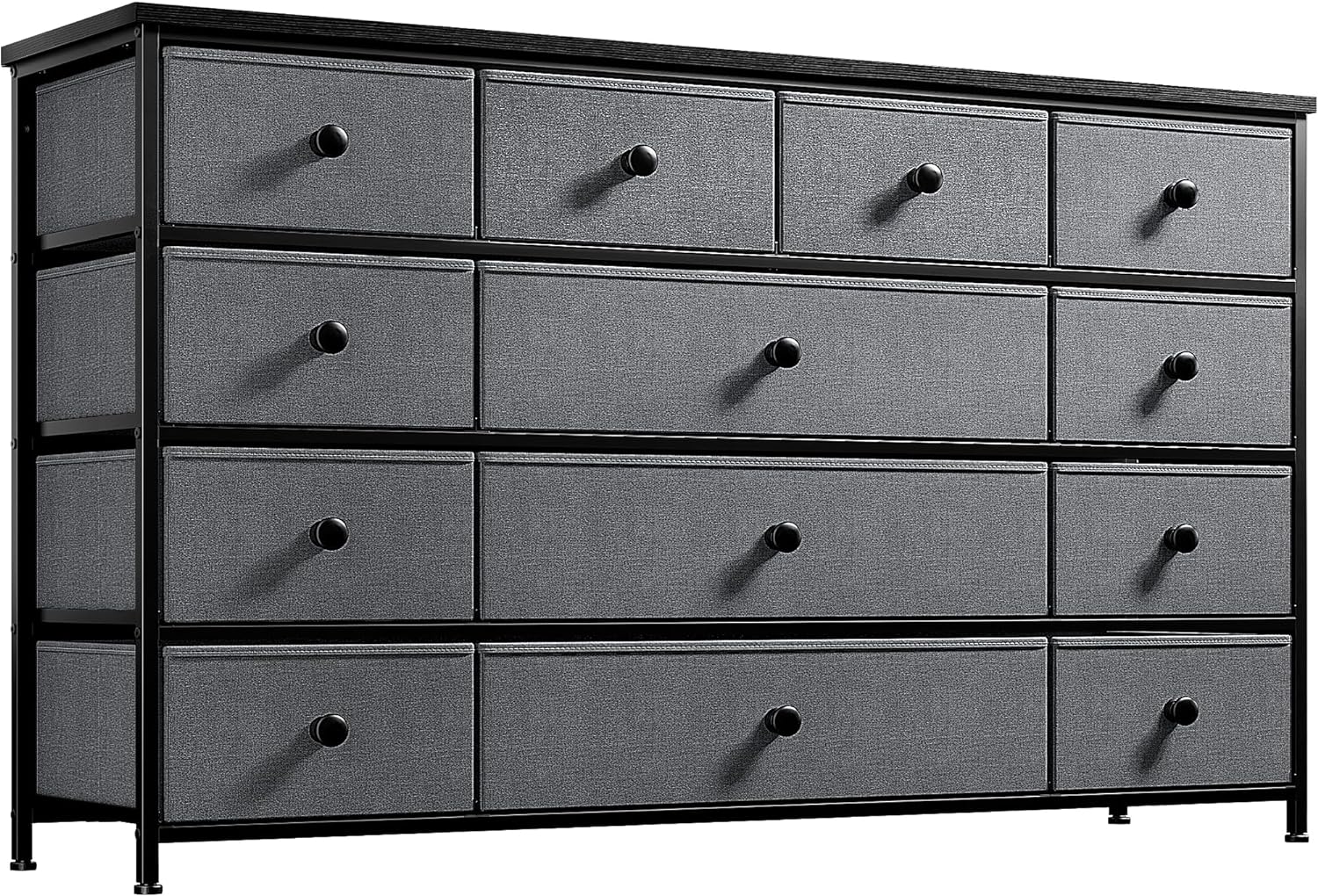 EnHomee Dresser TV Stand for 55 TV with 13 Drawers, Wide Dresser for Bedroom, Large Dressers & Chest of Drawers for Bedroom Living Room Entryway, Sturdy Metal Frame, 39.4Wx 31.5H x 11.8D,Dark Gray