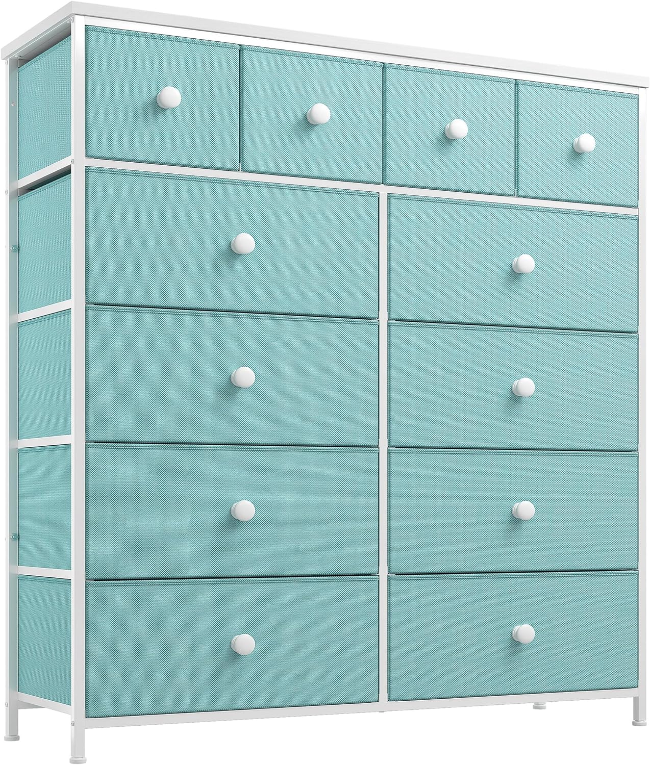 EnHomee Dresser, Dresser for Bedroom with 12 Drawer Green Dresser for Bedroom Dressers & Chest of Drawers for Bedroom, Closet, Cute Dresser with Wooden Top & Metal Frame, Green