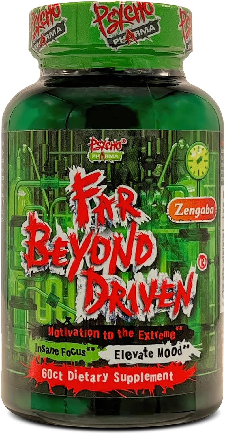 Psycho Pharma' Far Beyond Driven, Capsule for increased energy to Burn with improved focus, positive mood.