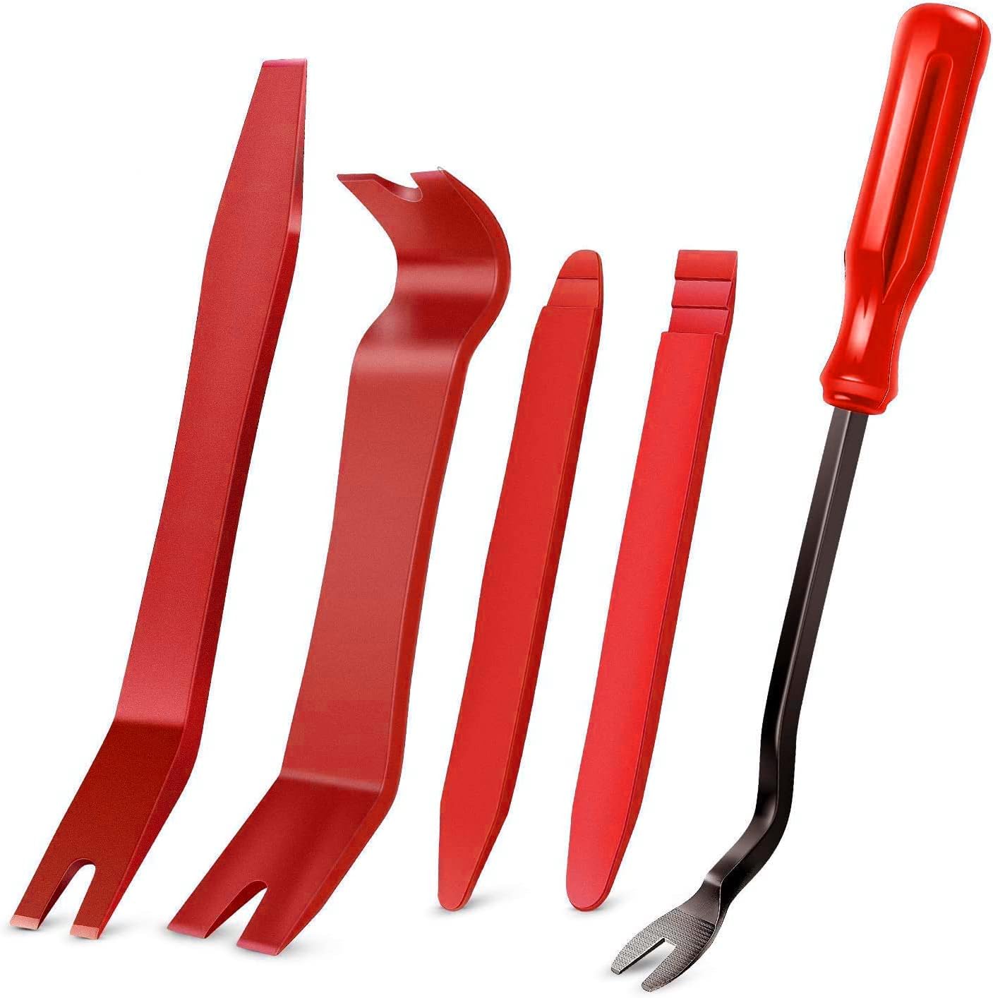 GOOACC 5 PCS Nylon Auto Trim Removal Tool Kit No-Scratch Removal Tool Kit for Car Panel & Audio Dashboard Dismantle Red