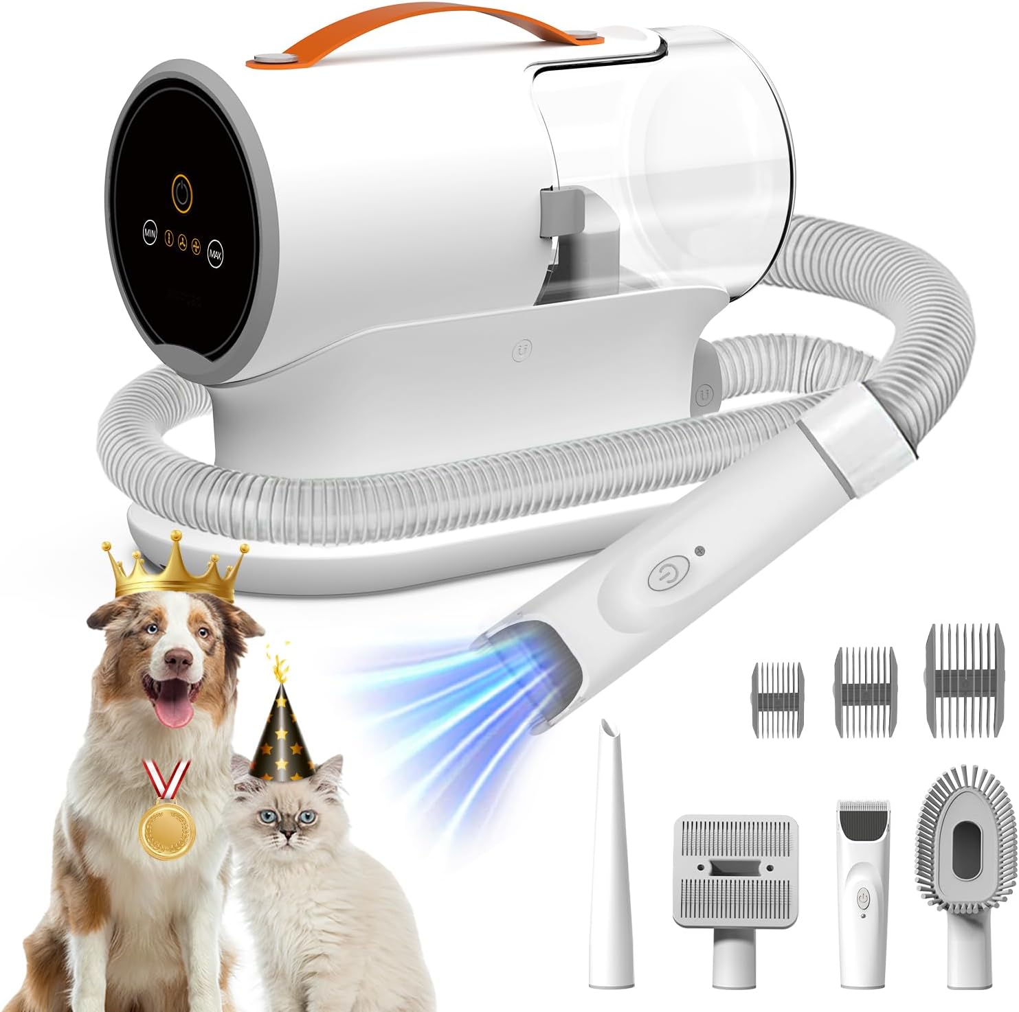 Pet Grooming Vacuum & Dog Hair Vacuum & Dog Electric Clipper, 12000Pa Powerful Dog Vacuum for Shedding Grooming Hair, 2L Large Dust Cup, Low Noise, 3 Suction Levels, 5 Grooming Tools