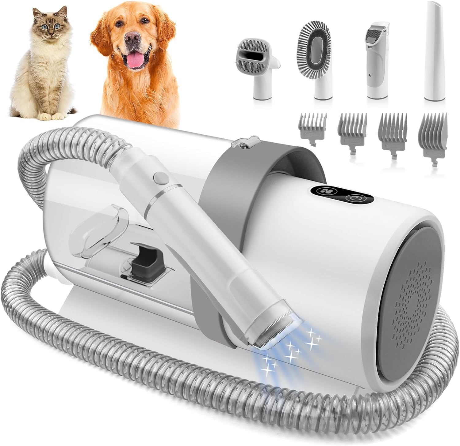 Dog Grooming Kit for Pet Include 4 Hair Clipper Combs 2.5L Vacuum Cleaner and 5 Pet Grooming Tools for Shedding, Low Noise for Home Cleanning