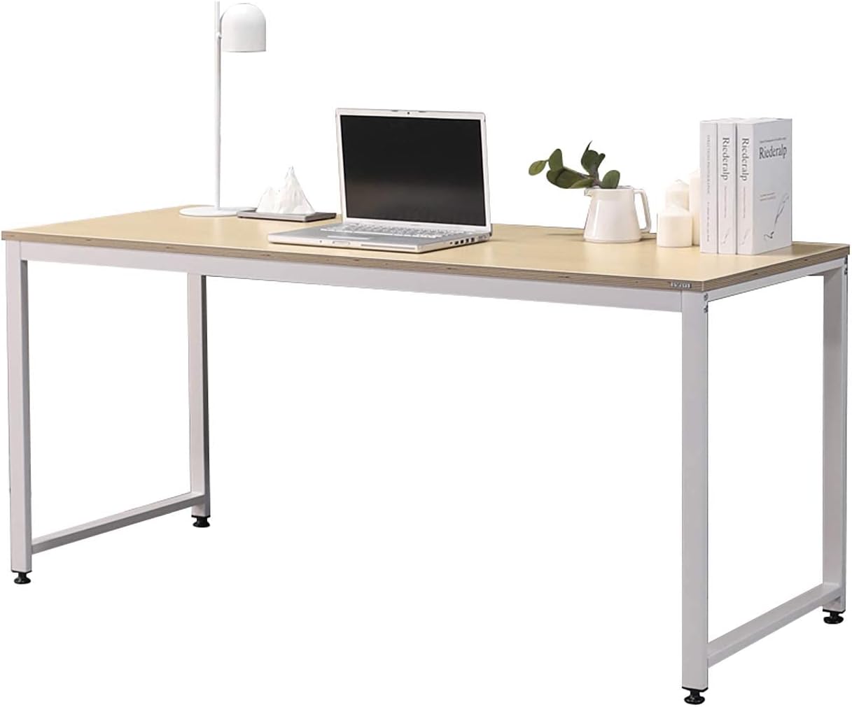 SOFSYS 63 Computer Writing Desk Workstation Table Home Office Design for Video Gaming, Designers and Entrepreneurs, Large Desktop with Sturdy Metal Frame, Oak/White