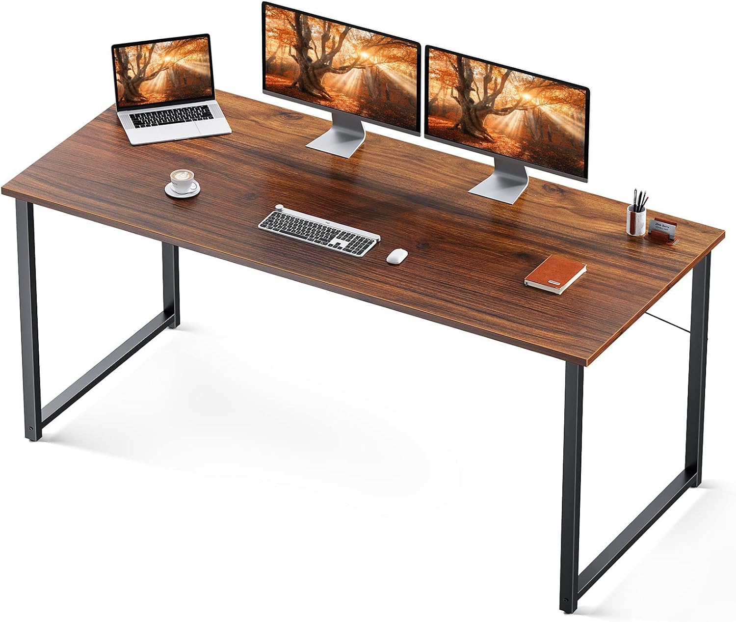 Coleshome 63 Inch Computer Desk, Modern Simple Style Desk for Home Office, Study Student Writing Desk,Deep Brown