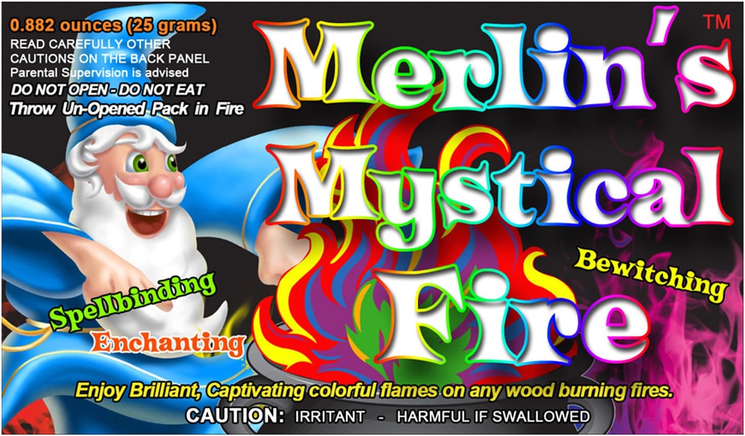 Mystical Fire Merlins Fire Colorant Vibrant Long-Lasting Pulsating Flame Color Changer for Indoor or Outdoor Use 0.882 oz Packets 25 Count Box