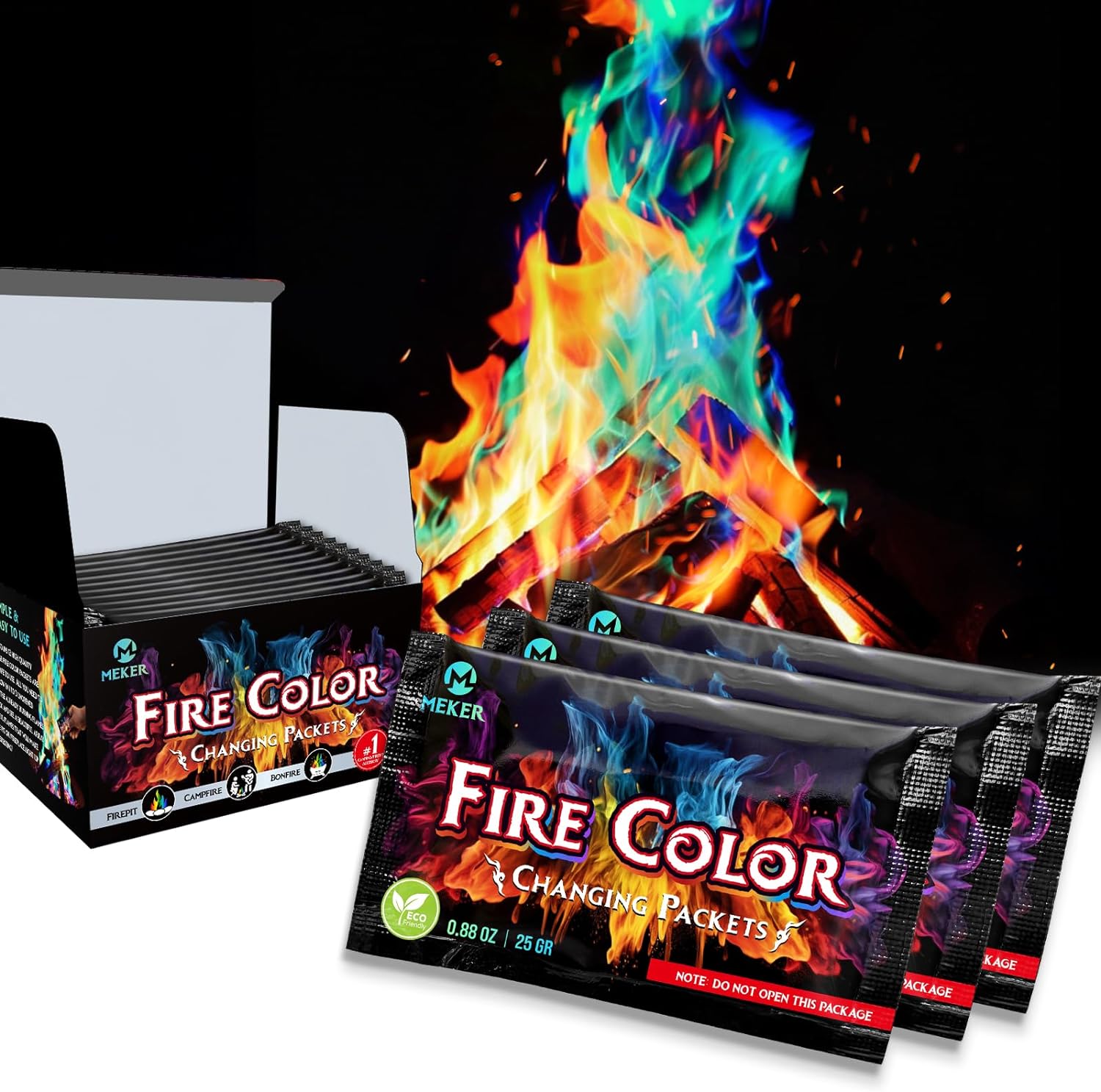 Fire Color Changing Packets - Fire Pit, Campfires, Outdoor Fireplaces, Bonfire - Magic Colorful Changing Fire - Perfect Fire Camping Accessories for Kids & Adults (12 Pack)