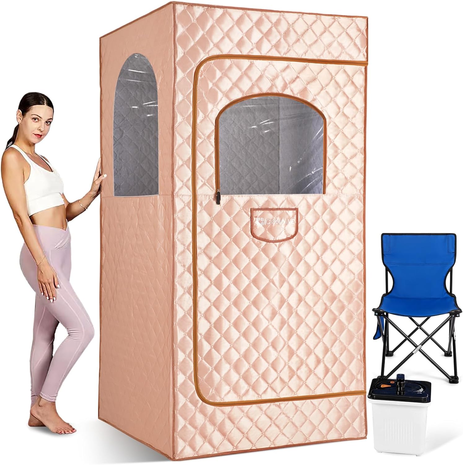 COSVALVE Full Size Portable Steam Sauna Kit, Personal Sauna Tent for Home Spa,4L & 1500W Steam Generator,Remote Control,Timer, Hook,Indoor Steam Room for Relaxation(Super Size 35.45L*35.45W*70.87''H)