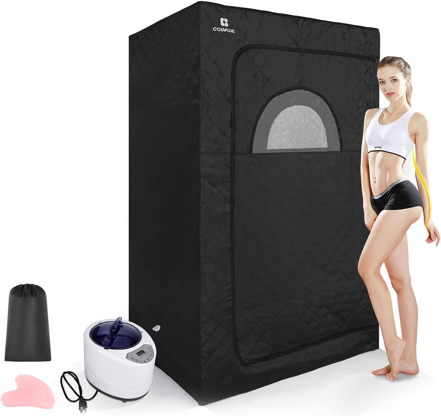 COSVALVE Portable Steam Sauna for Home, Full Size Personal Steam Room Sauna Box Kit with 2.6L 1000W Steam Generator, Remote Control, Indoor Sauna Tent for Home Spa Relaxation (39.3'' x 31.5''x 67'')
