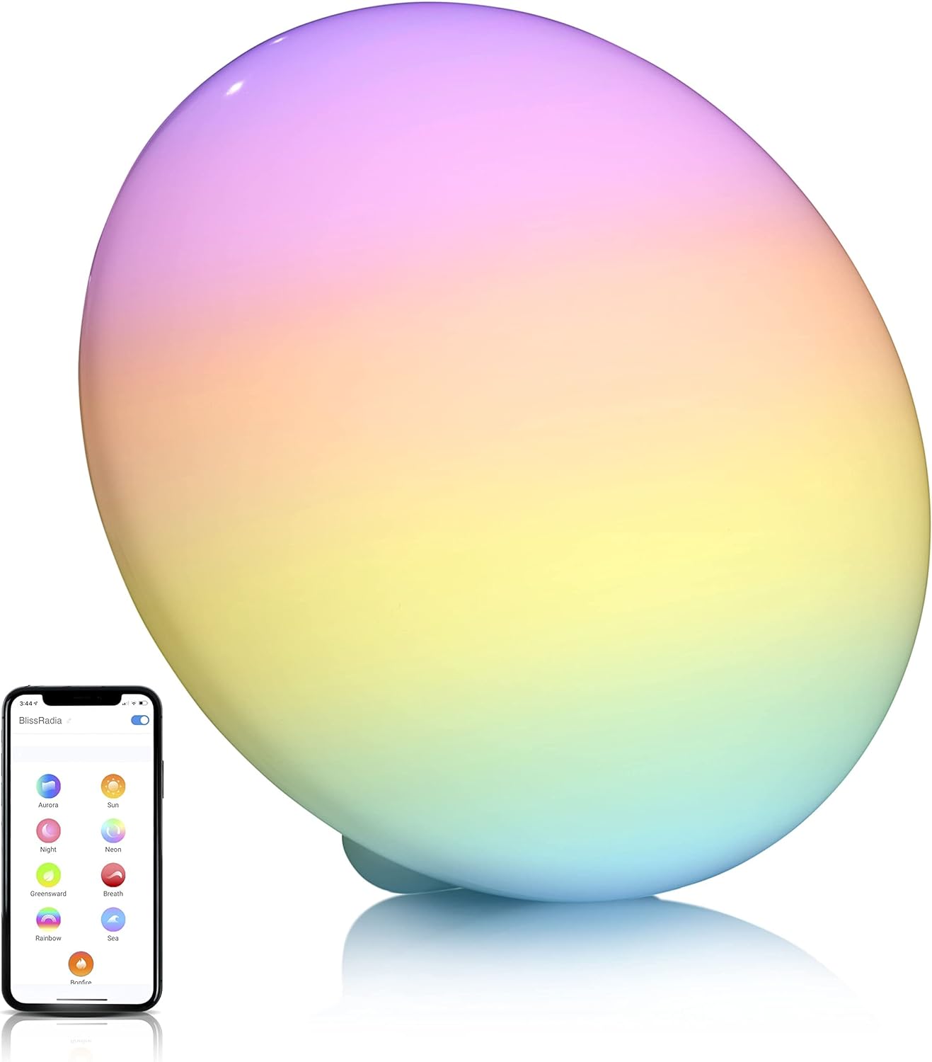 BlissLights BlissRadia - Smart LED Entertainment Lamp and Night Light with 16 Million Colors   Color Shifting Scenes, Compatible with Alexa and Google Home