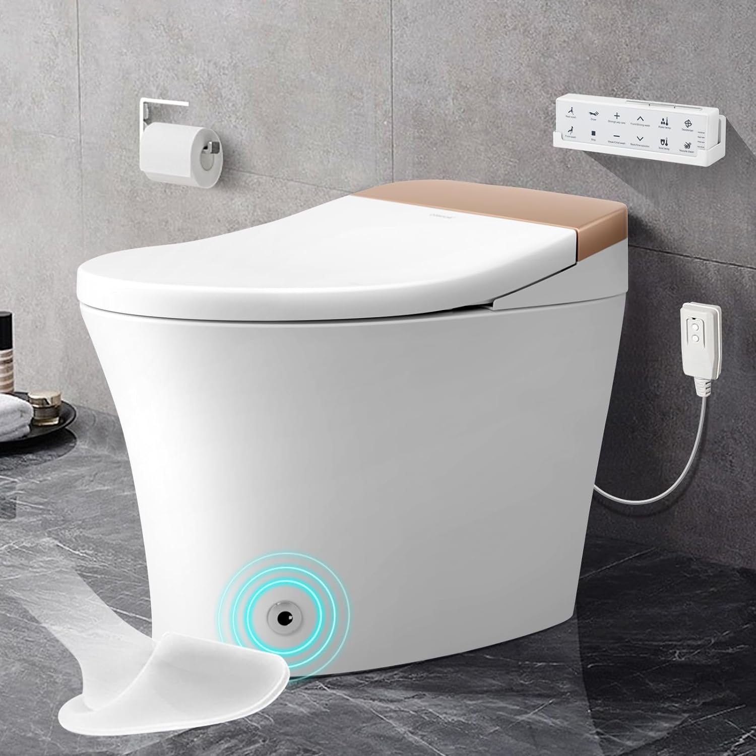 Smart Toilet Bidet Toilet Foot Sensor Flush Heated Seat Multi Function Remote Control Soft Closing Seat Smart Bidet Automatic Flushing