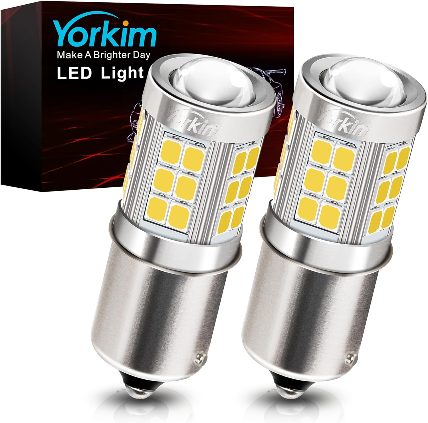 Yorkim 1156 LED Bulb White 6000K, bright 1141 led bulb P21W 7506 1003 bulb led BA15S Replacement for led Back Up Reverse Blinker Brake Tail Lights, pack of 2