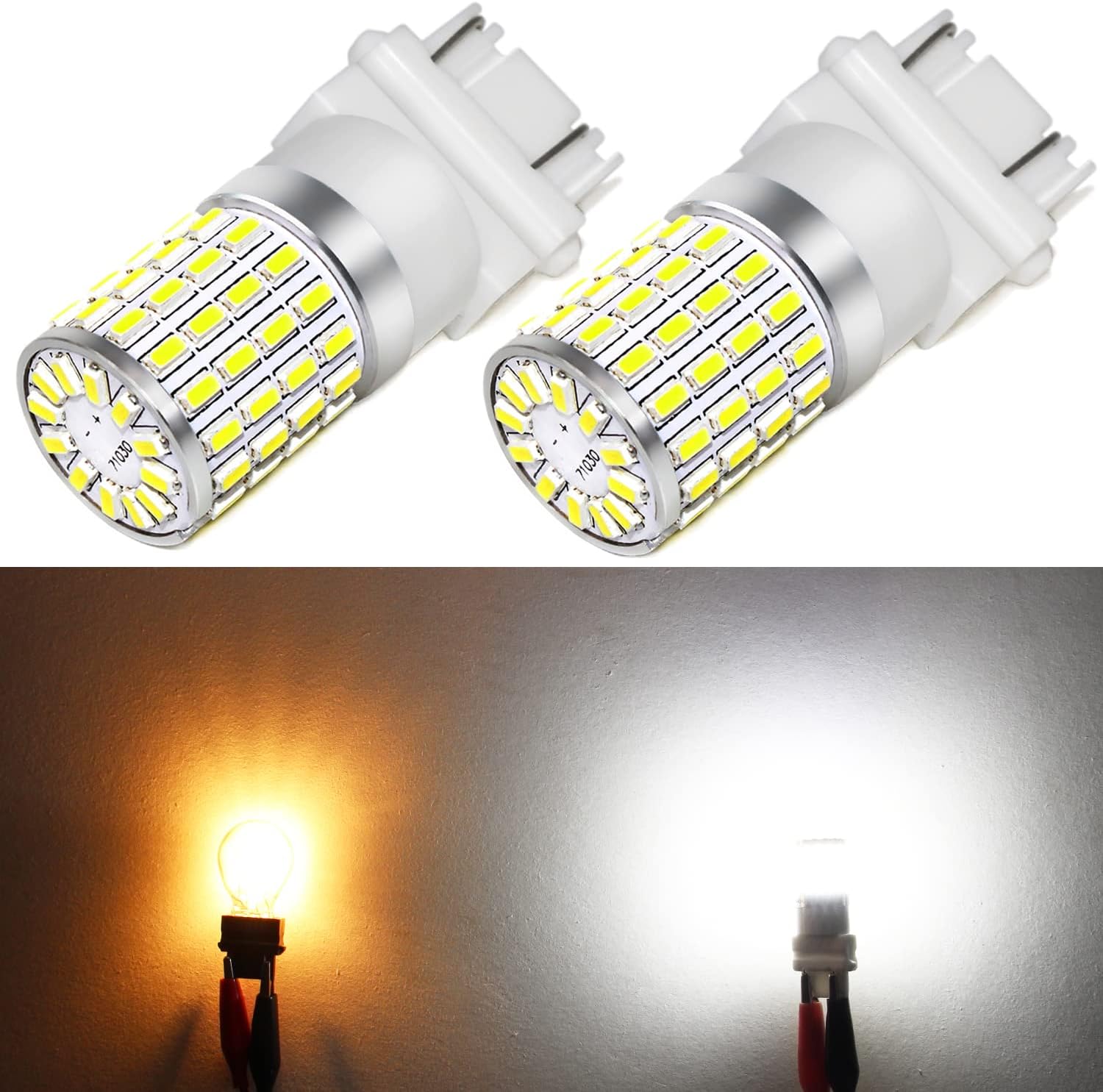 PHINLION 3157 LED Light Bulb Super Bright 3014 72-SMD High Power 3156 3057 3457 4057 4157 3157 LED Bulbs for Backup Reverse Brake Tail Turn Signal Lights, 6000K Xenon White