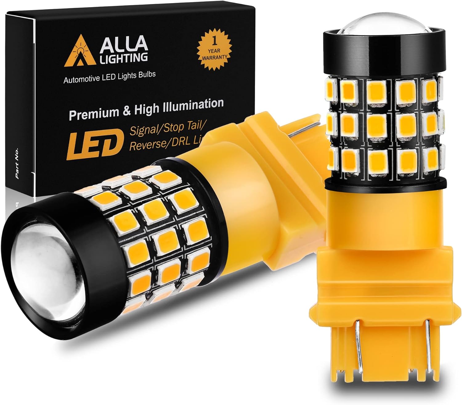 Alla Lighting Amber Yellow LED Turn Signal Bulbs, 360 Super Bright Blinker Lamps