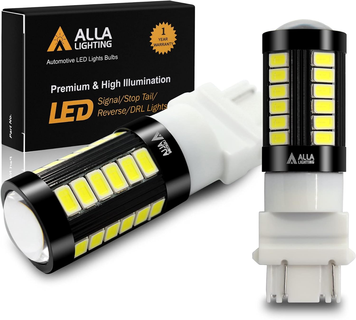 Alla Lighting 2800lm T25 3156 3157 LED Bulbs, White Reverse/Signal/Brake Tail/DRL Lights 4114 3056 4057 4157 3457K 3057 6000K Xenon Xtreme Super Bright 12V 5730 33-SMD Upgrade