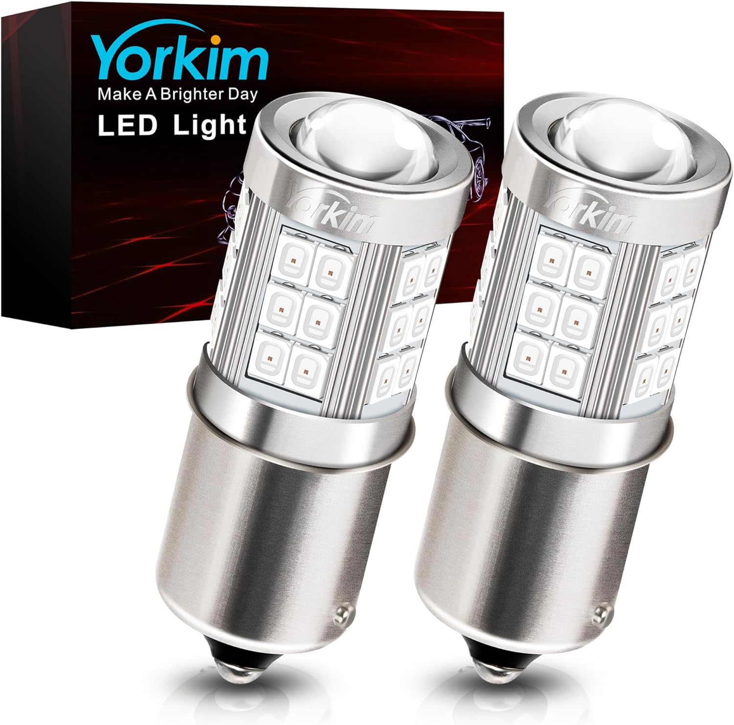 Yorkim 1156 LED Bulb Red 1156 led brake light bulb, 1003 led bulb 1141 led red lights BA15S P21W 7506 bulb led Replacement Lamp for Stop Lights Brake Lights Tail Light Bulbs, pack of 2