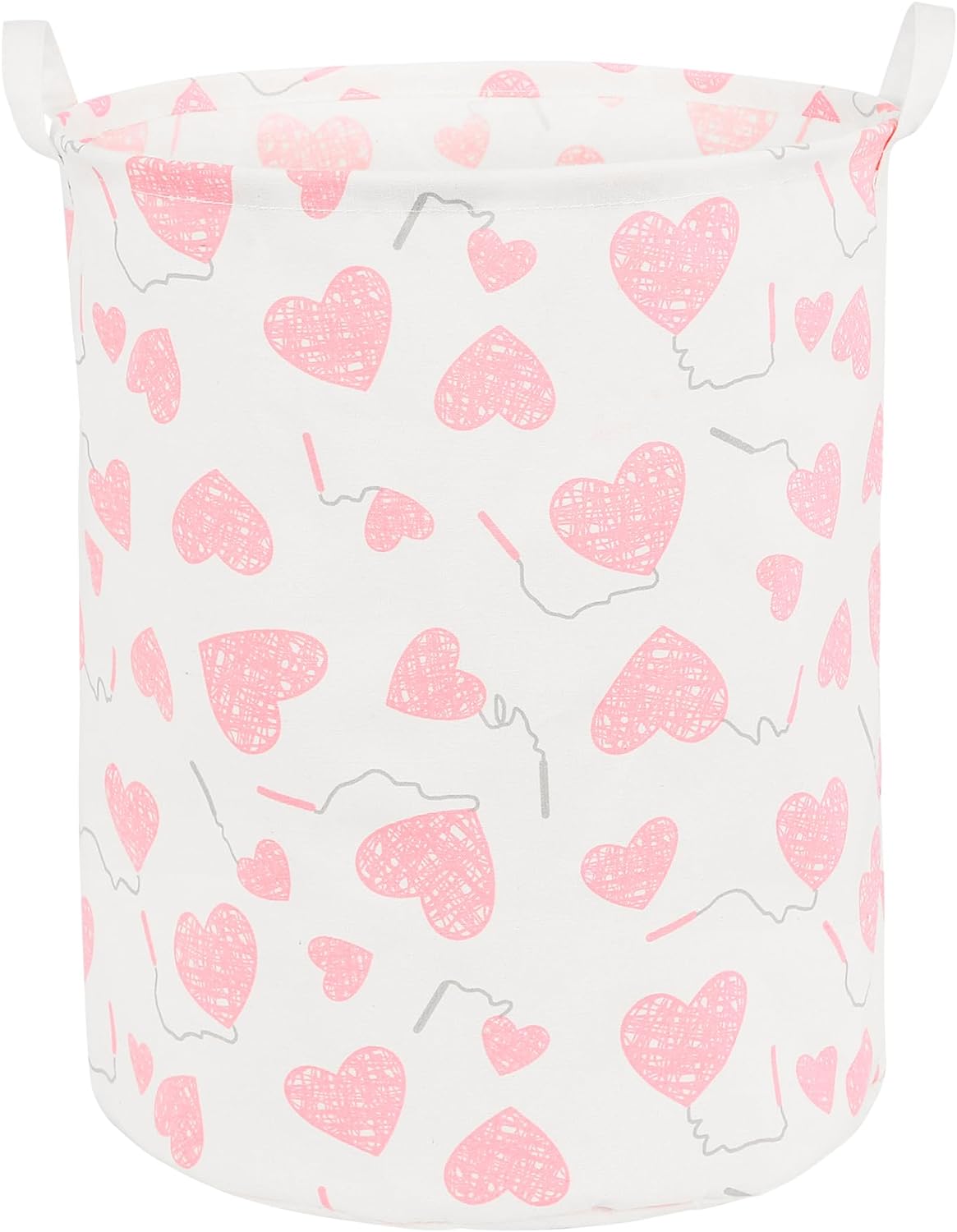 Foldable Baby Laundry Basket Hamper for Nursery Girl kids Clothes laundry hamper basket Portable Tall Collapsible Cute Laundry Basket Organizer, Nursery Storage Basket with Handles Pink Heart balloon