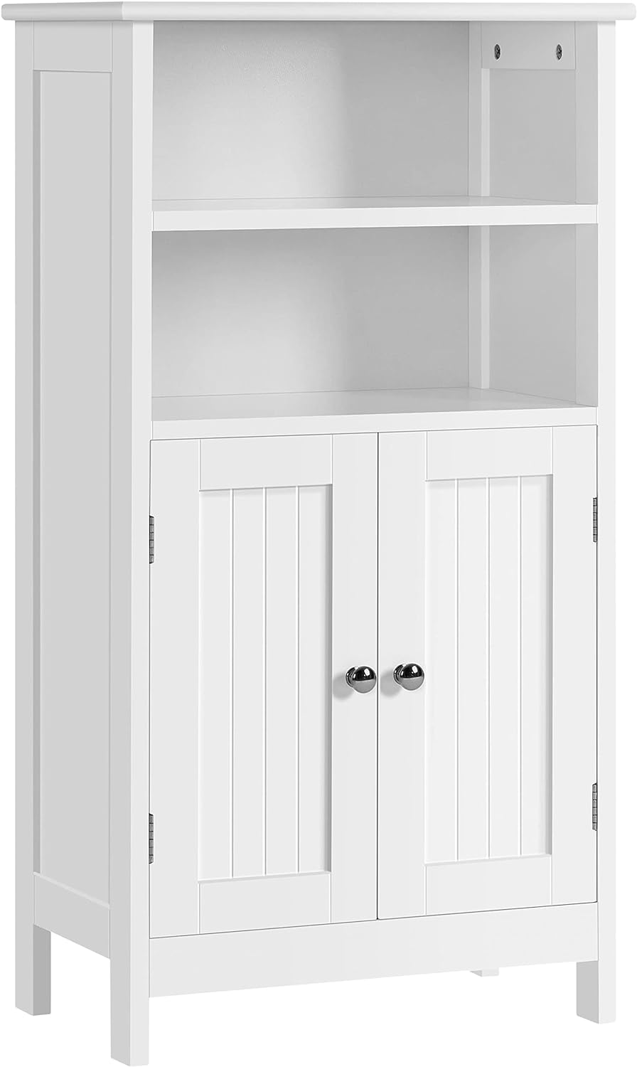 Topeakmart Bathroom Floor Storage Cabinet with 2 Doors and Adjustable Shelf, Side Storage Organizer for Living Room/Hallway, White