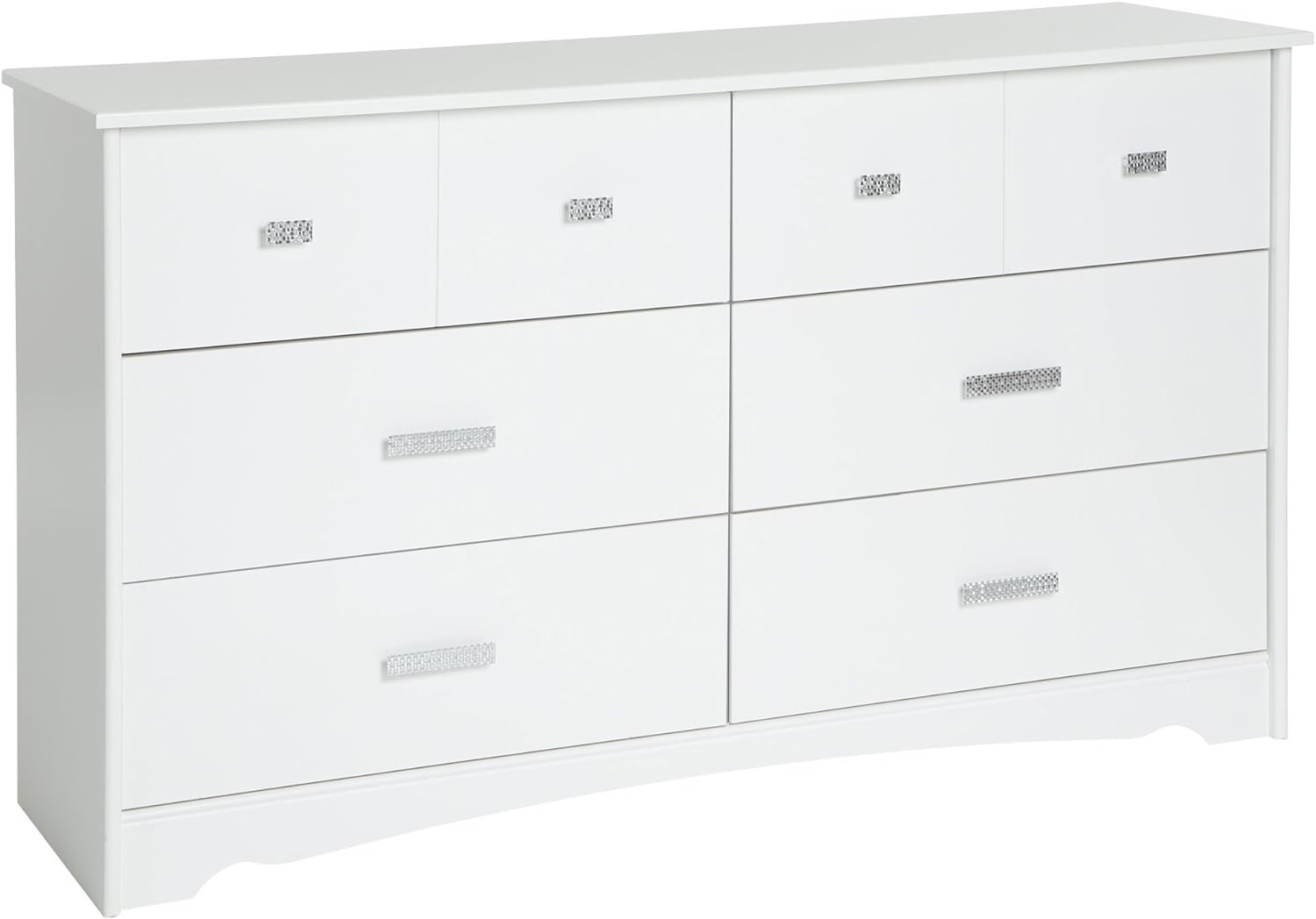 South Shore Tiara 6-Drawer Double Dresser, Pure White with Jewel-Like Handles