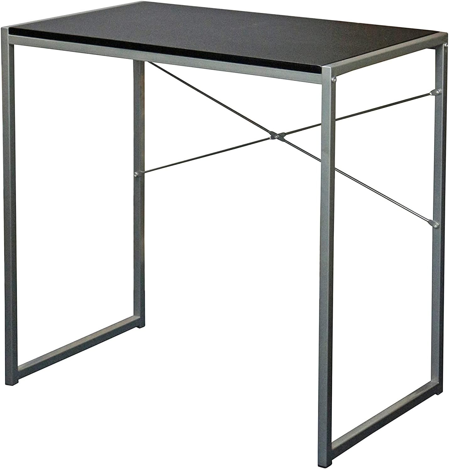 eHemco 30 Inch Small Computer Desk for Home, Office, Study in Black, Rectangular Top and Silver Legs