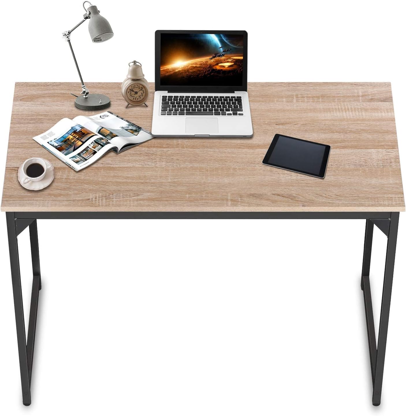 Computer Desk 39inch Home Office Desk Writing Study Table Modern Simple Style PC Desk with Black Metal Frame(Nature),39x20x29inch