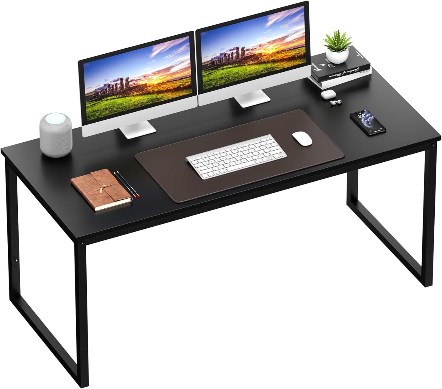 55'' Writing Computer Desk Rectangular Office Desk Modern Simple Style Desk PC Laptop Notebook Study Dining Table Writing Table for Home Office Workstation, Black