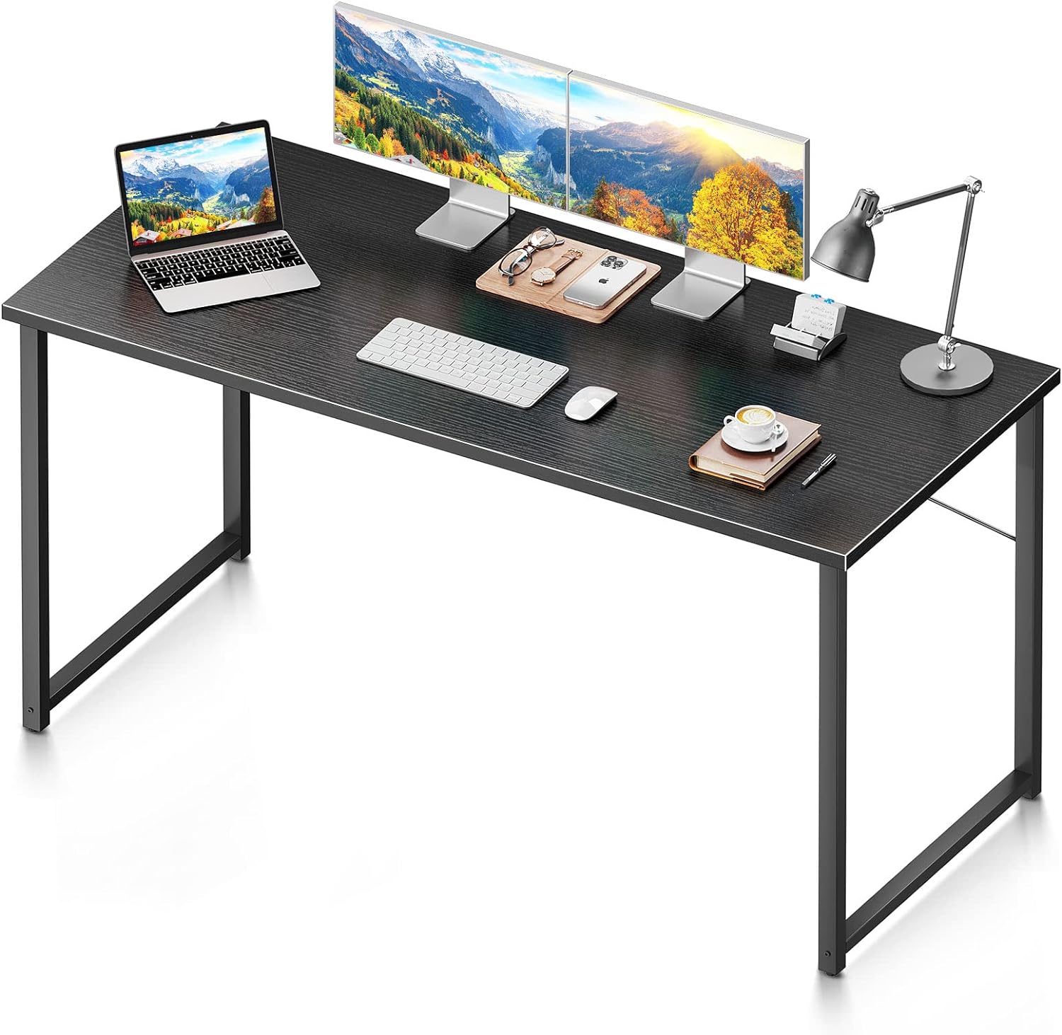 Coleshome 55 Inch Computer Desk, Modern Simple Style Desk for Home Office, Study Student Writing Desk, Black