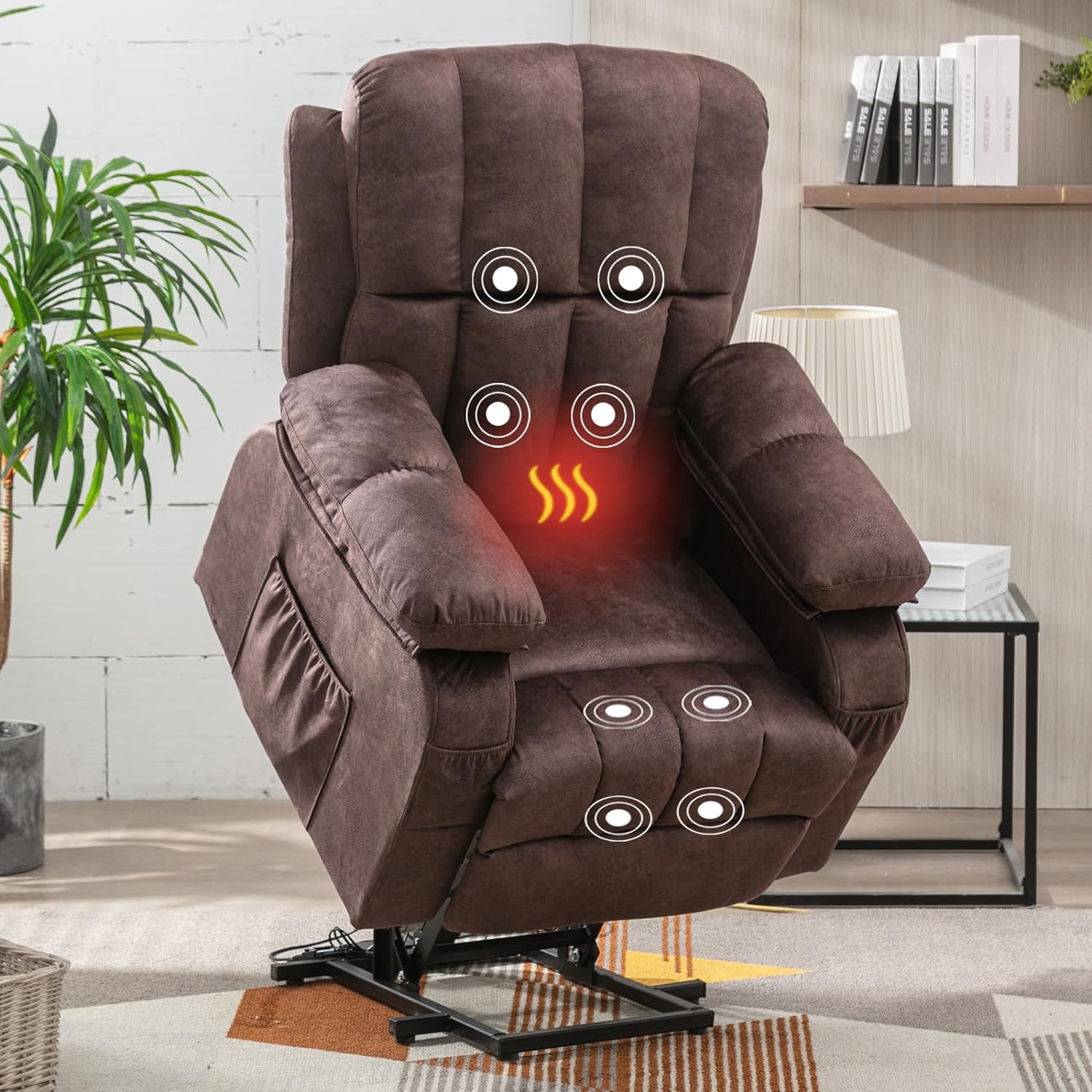 Fantasylab Power Lift Recliner Chairs Modern Power Lift Chair with Heat and Massage Lift Chair Recliners for Elderly Recliner Sofa with 2 Side Pocket, USB Port