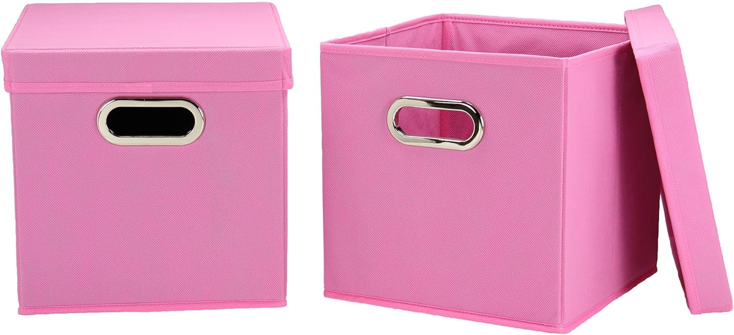 Household Essentials Cube Set with Lids, Pink, 2-Pack