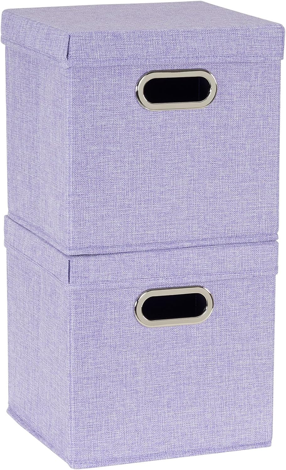 Household Essentials 814-1 Caf Cube Bin Storage Set with Lids and Handles | 2 Pack, Purple Linen