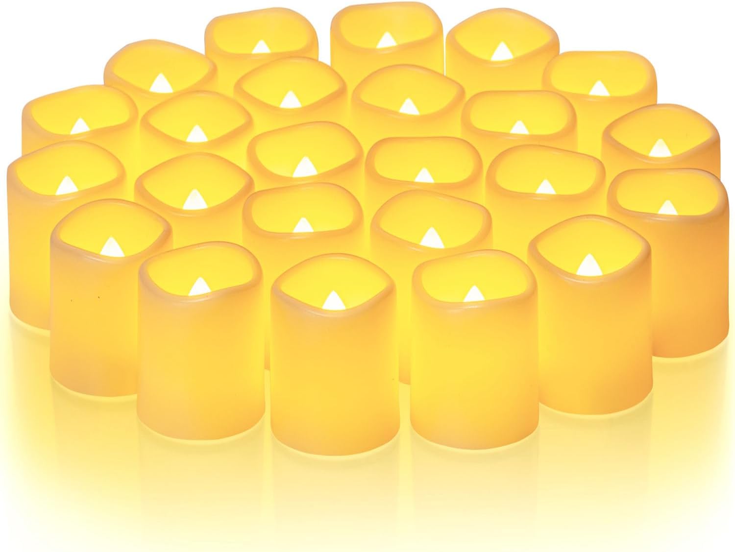Homemory 24Pack Flickering Flameless Votive Candles, 200+Hour Electric Fake Candles, Battery Operated LED Tealight for Wedding, Outdoor, Table, Festival (Warm White,Battery Included)