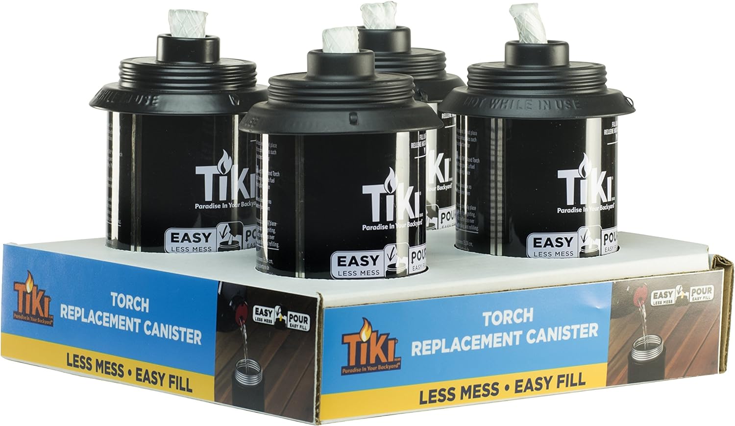 TIKI 1317221 12 oz. Torch Replacement Canister with Easy Pour System, 12 Ounce (Pack of 4)